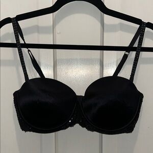 Victoria's Secret Black Satin Bra with Sequins
